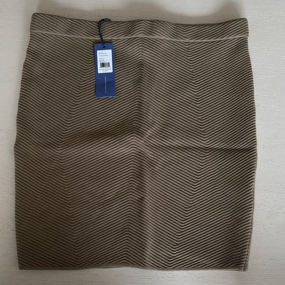 Rebecca Minkoff Ribbed Chevron Pencil Skirt - Taupe